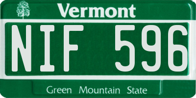 VT license plate NIF596
