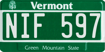VT license plate NIF597