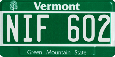 VT license plate NIF602