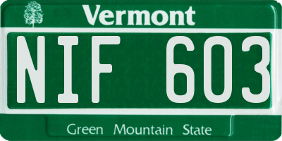 VT license plate NIF603