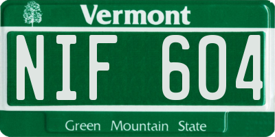 VT license plate NIF604