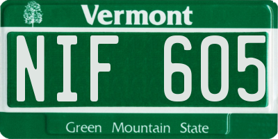 VT license plate NIF605