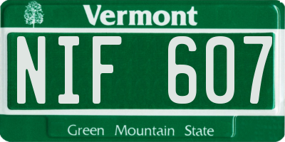 VT license plate NIF607
