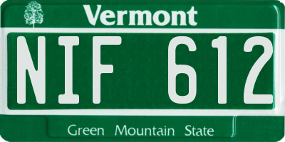 VT license plate NIF612