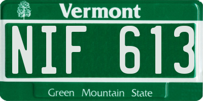 VT license plate NIF613