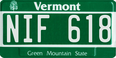 VT license plate NIF618
