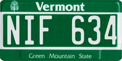 VT license plate NIF634