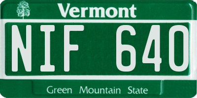 VT license plate NIF640