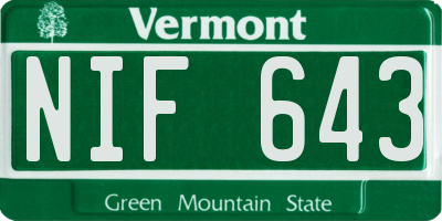 VT license plate NIF643