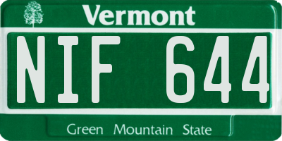 VT license plate NIF644