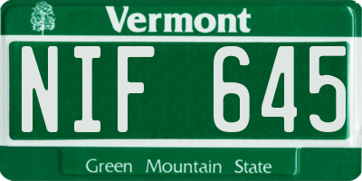 VT license plate NIF645