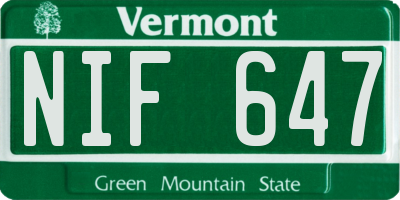VT license plate NIF647