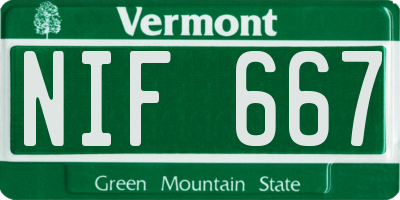 VT license plate NIF667