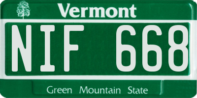 VT license plate NIF668