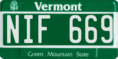VT license plate NIF669