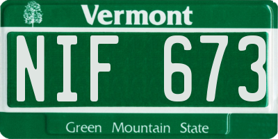 VT license plate NIF673