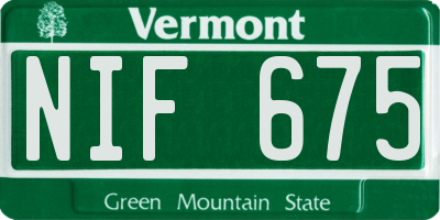 VT license plate NIF675