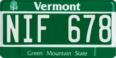 VT license plate NIF678