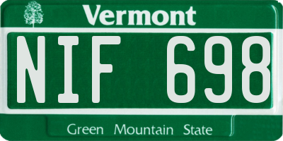 VT license plate NIF698