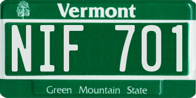 VT license plate NIF701