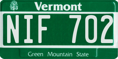 VT license plate NIF702