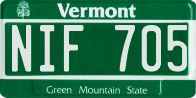 VT license plate NIF705