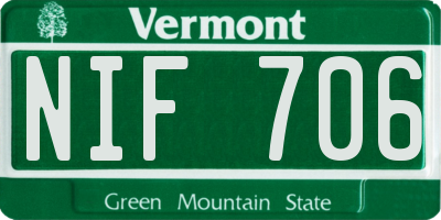 VT license plate NIF706