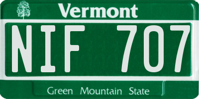 VT license plate NIF707