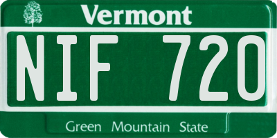 VT license plate NIF720