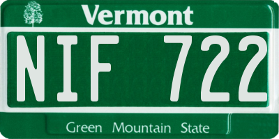VT license plate NIF722