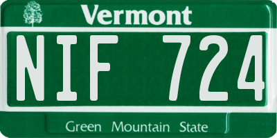 VT license plate NIF724