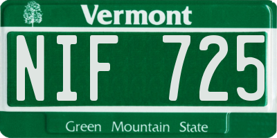 VT license plate NIF725