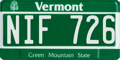 VT license plate NIF726