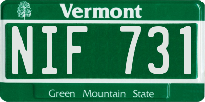 VT license plate NIF731