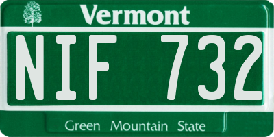 VT license plate NIF732