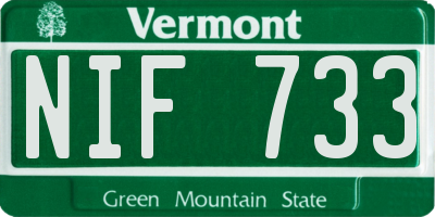 VT license plate NIF733