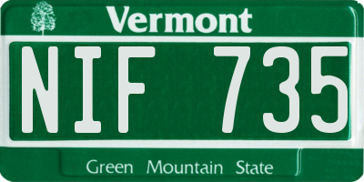 VT license plate NIF735