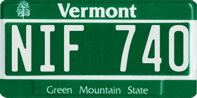 VT license plate NIF740