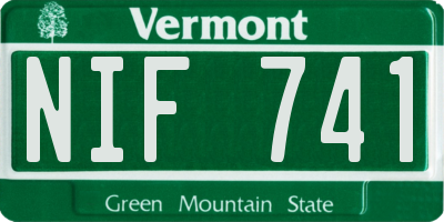 VT license plate NIF741