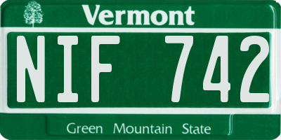 VT license plate NIF742