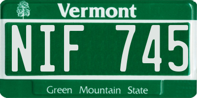 VT license plate NIF745