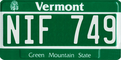 VT license plate NIF749