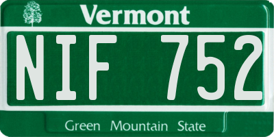 VT license plate NIF752