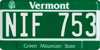 VT license plate NIF753