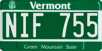VT license plate NIF755