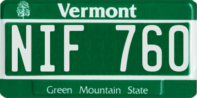 VT license plate NIF760
