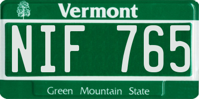 VT license plate NIF765