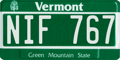 VT license plate NIF767