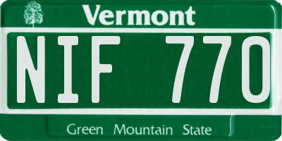 VT license plate NIF770