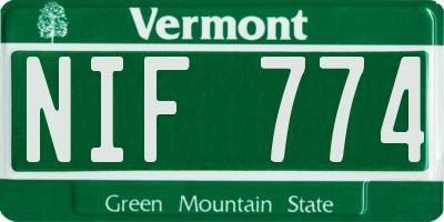 VT license plate NIF774